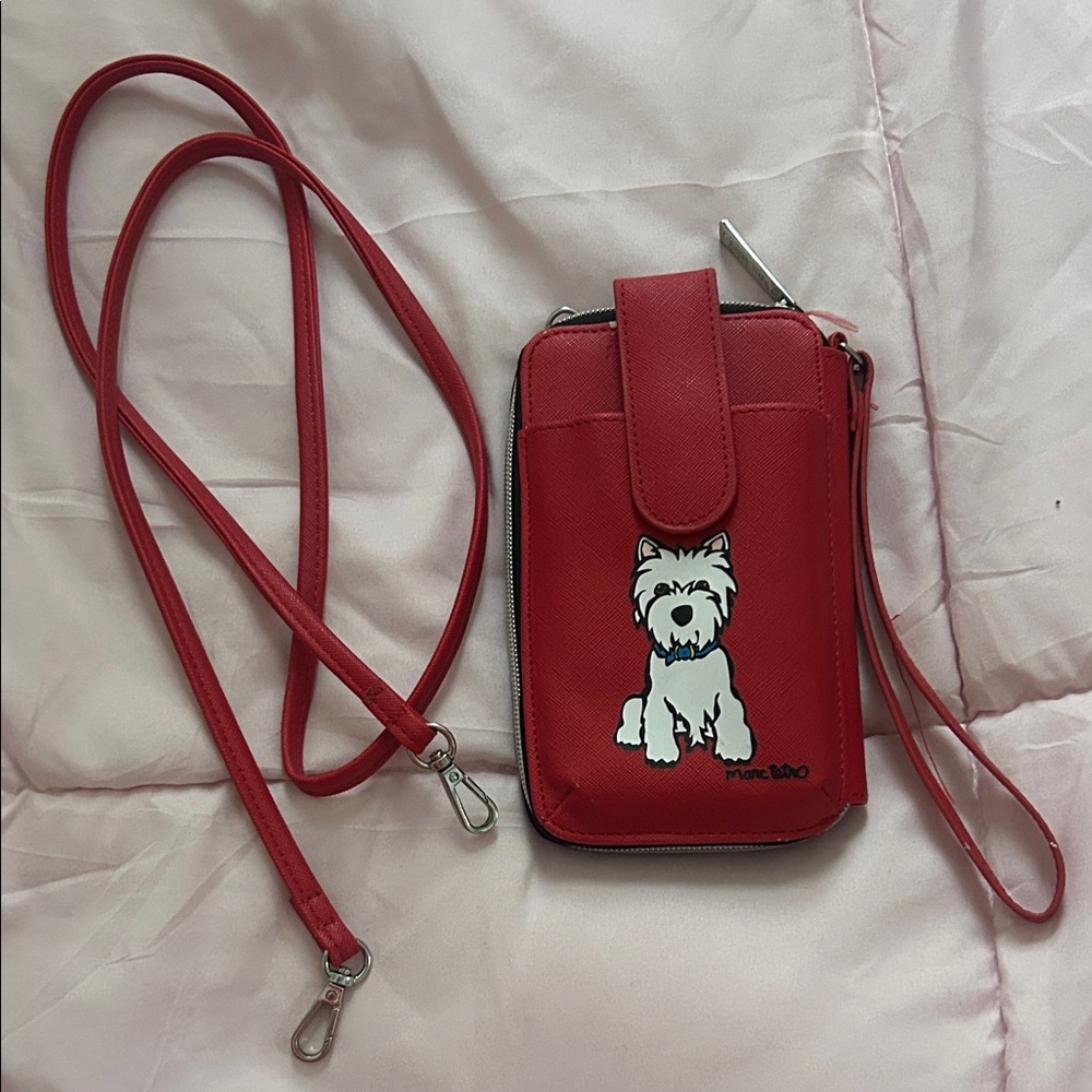 Red Marc Tetro Crossbody Bag with Dog Design